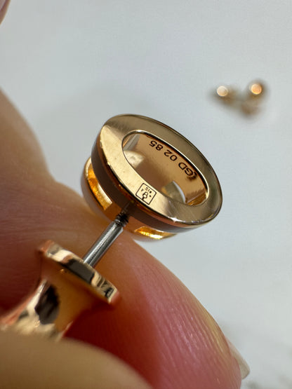 HERMES Mini Pop H 玫瑰金拼色耳環