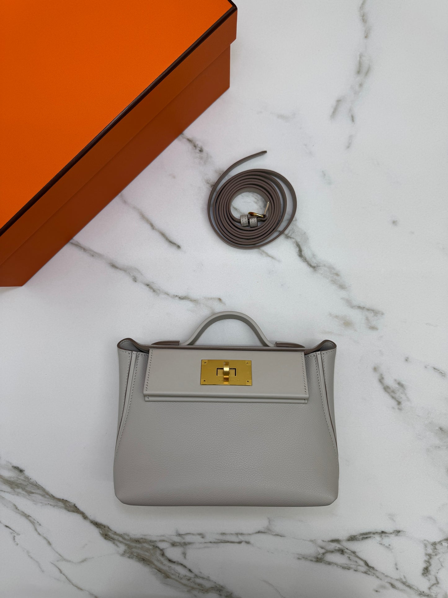 HERMES Mini 2424 冰川白金扣 Evercolor
