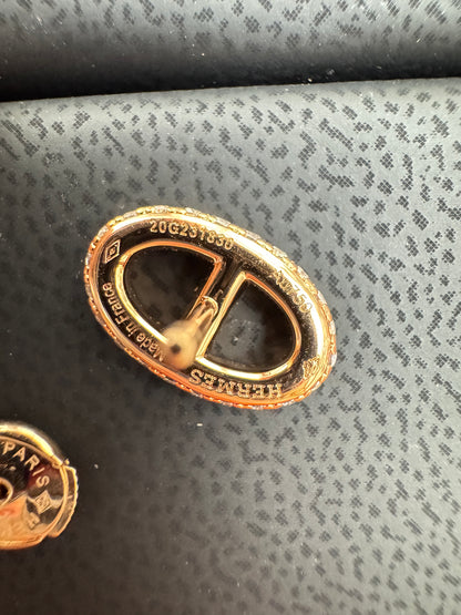 HERMES 豬鼻滿鑽玫瑰金耳環