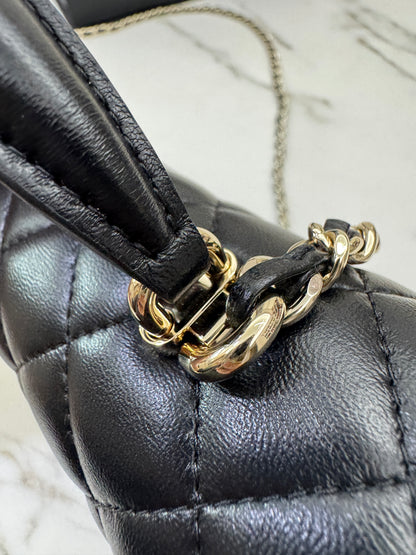 CHANEL Mini CF Handle 黑色羊皮淺金扣 Black Lambskin with GHE