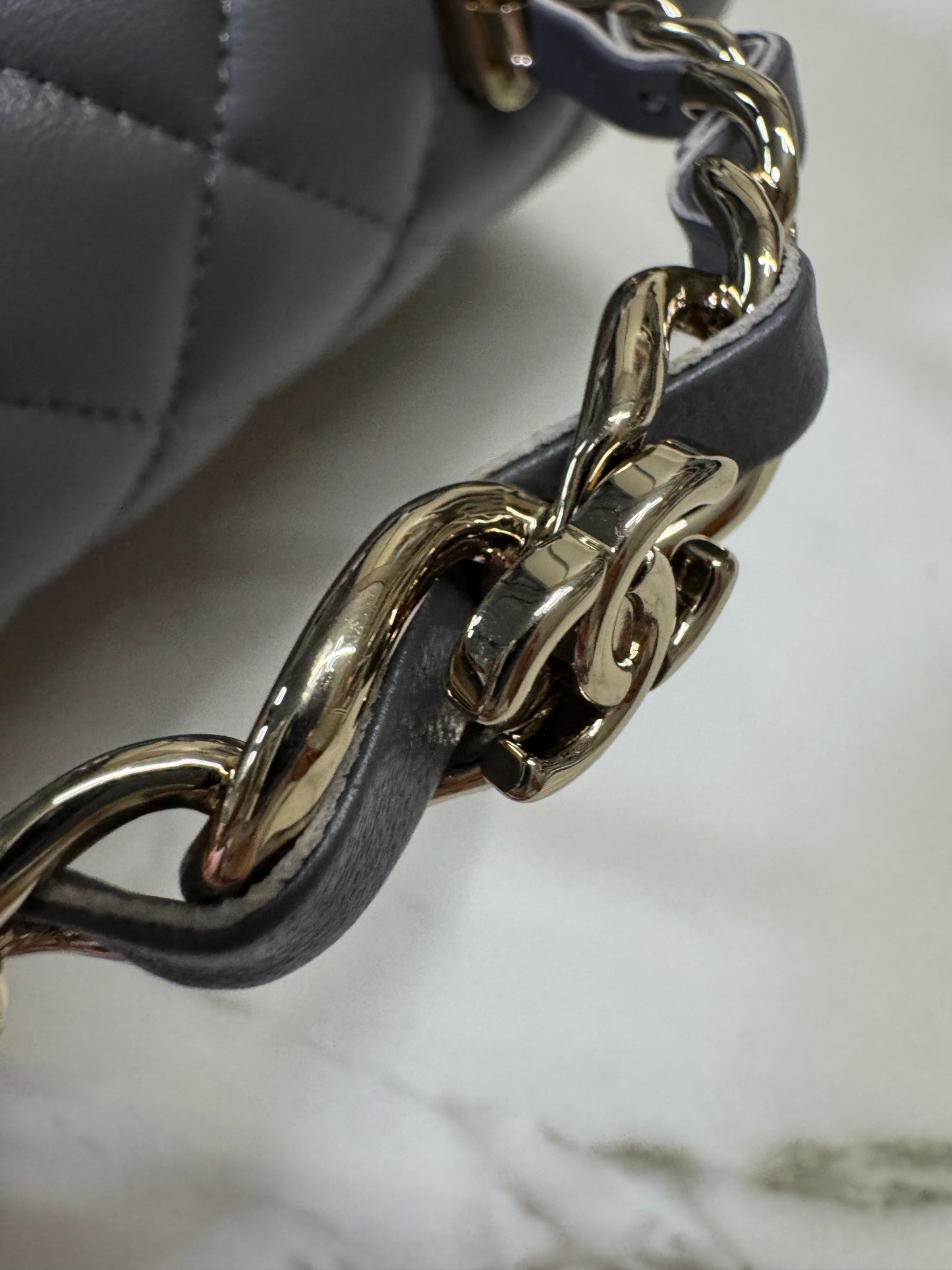 CHANEL 23K Mini CF with Top Handle 手柄CF 深灰色羊皮
