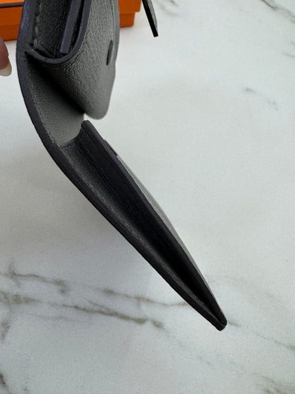 HERMES Bearn Mini Wallet 積雨雲灰山羊皮 金扣 Gris Meyer GHW