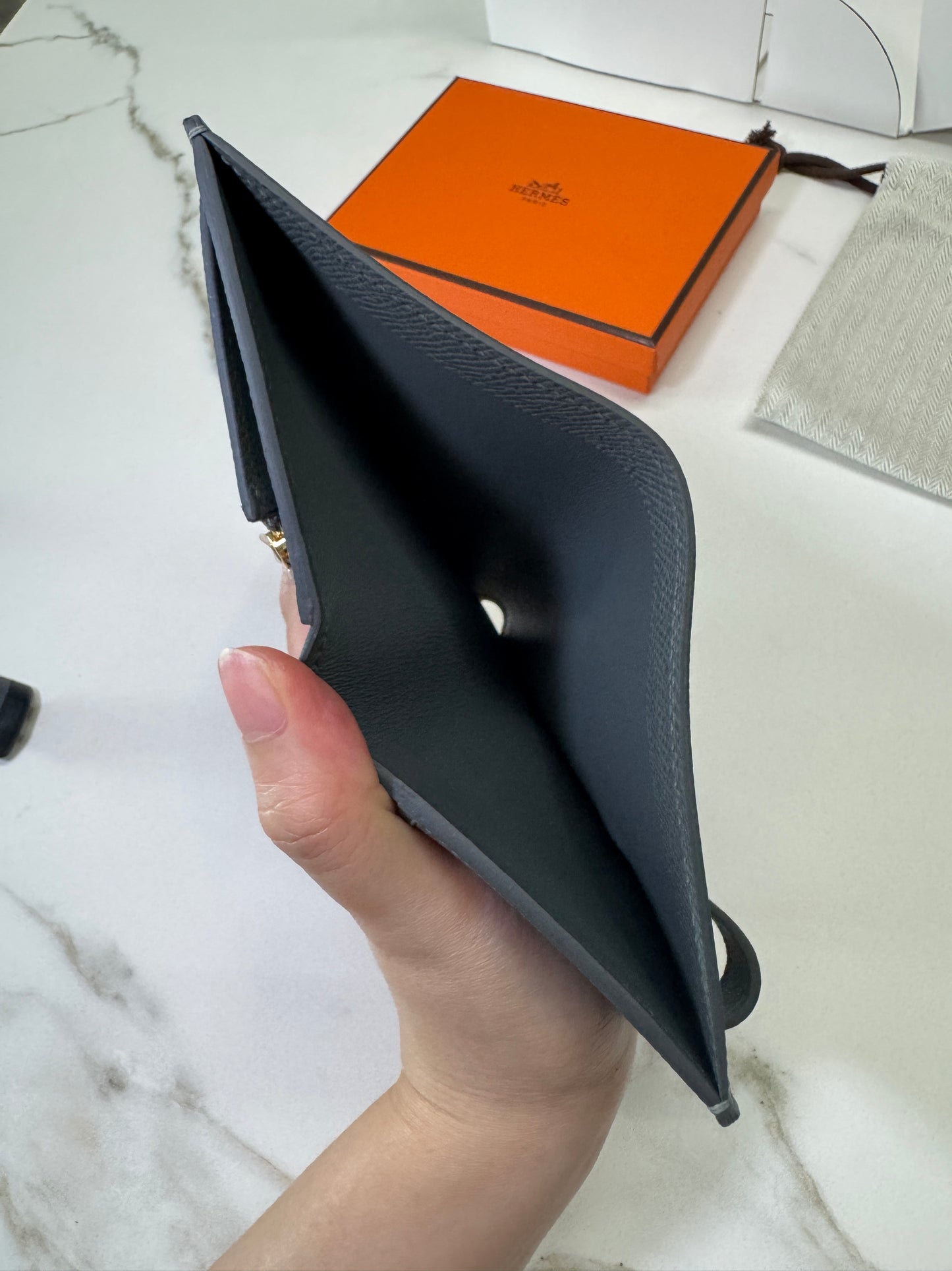 HERMES Bearn Wallet 短錢包 杏仁綠金扣