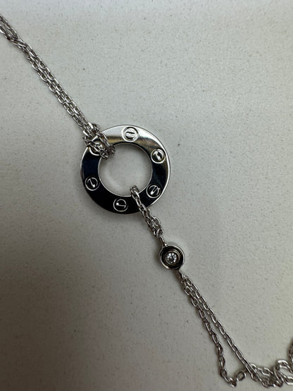 CARTIER Love 雙層小圓餅項鏈 白金色
