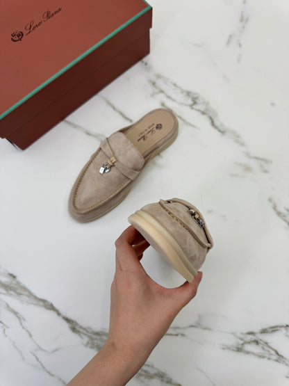 LORO PIANA Charms Walk Babouche Loafers Sand