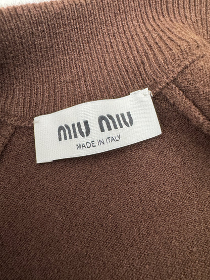 MIU MIU 深棕色針織短外套