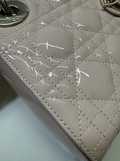 DIOR Lady Mini 三格 漆皮 淡粉 light Pink