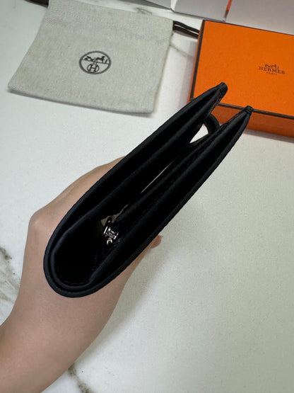 HERMES Bearn Compact Wallet 黑銀 短款 Epsom PHW