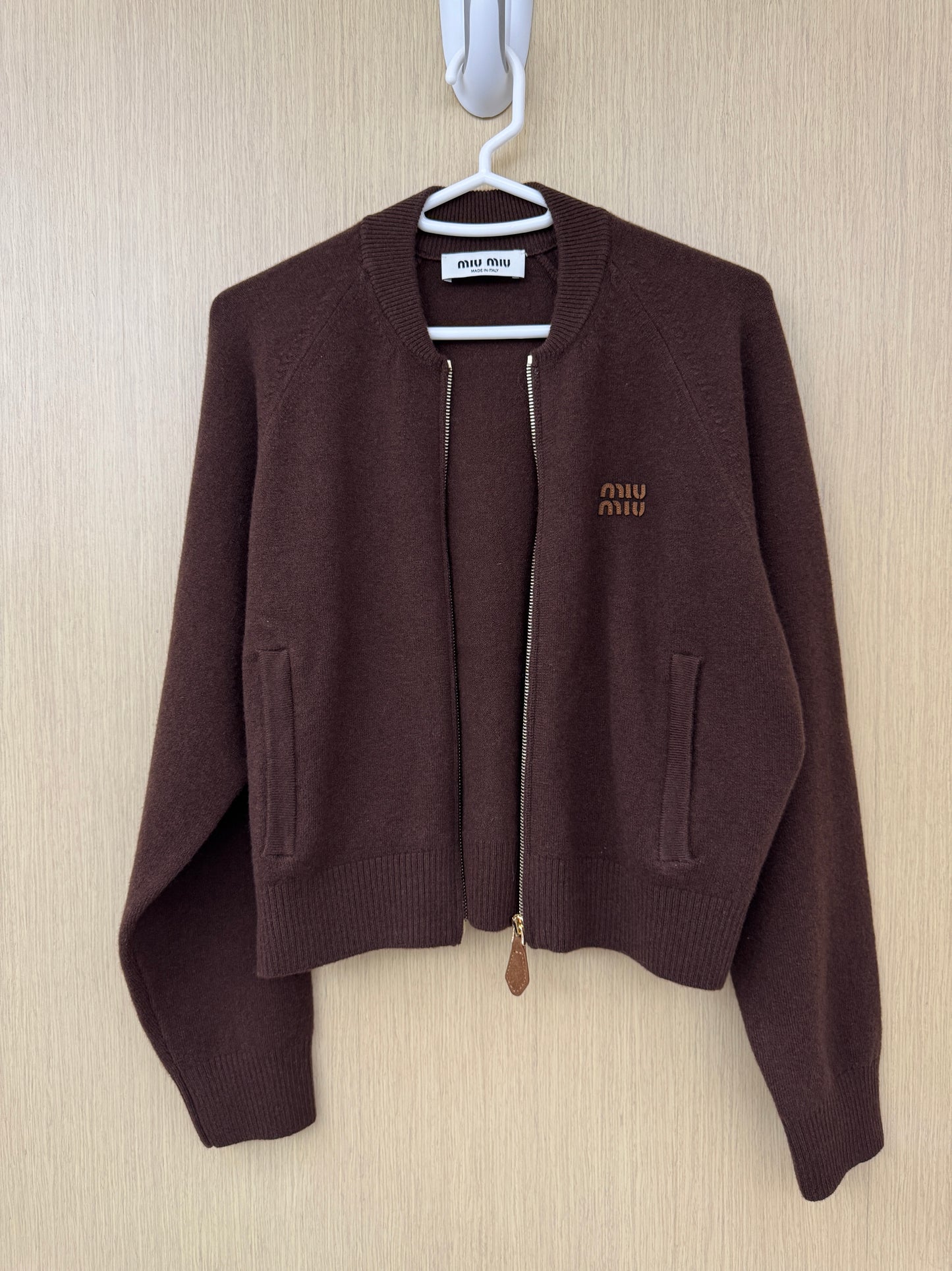 MIU MIU 深棕色針織短外套