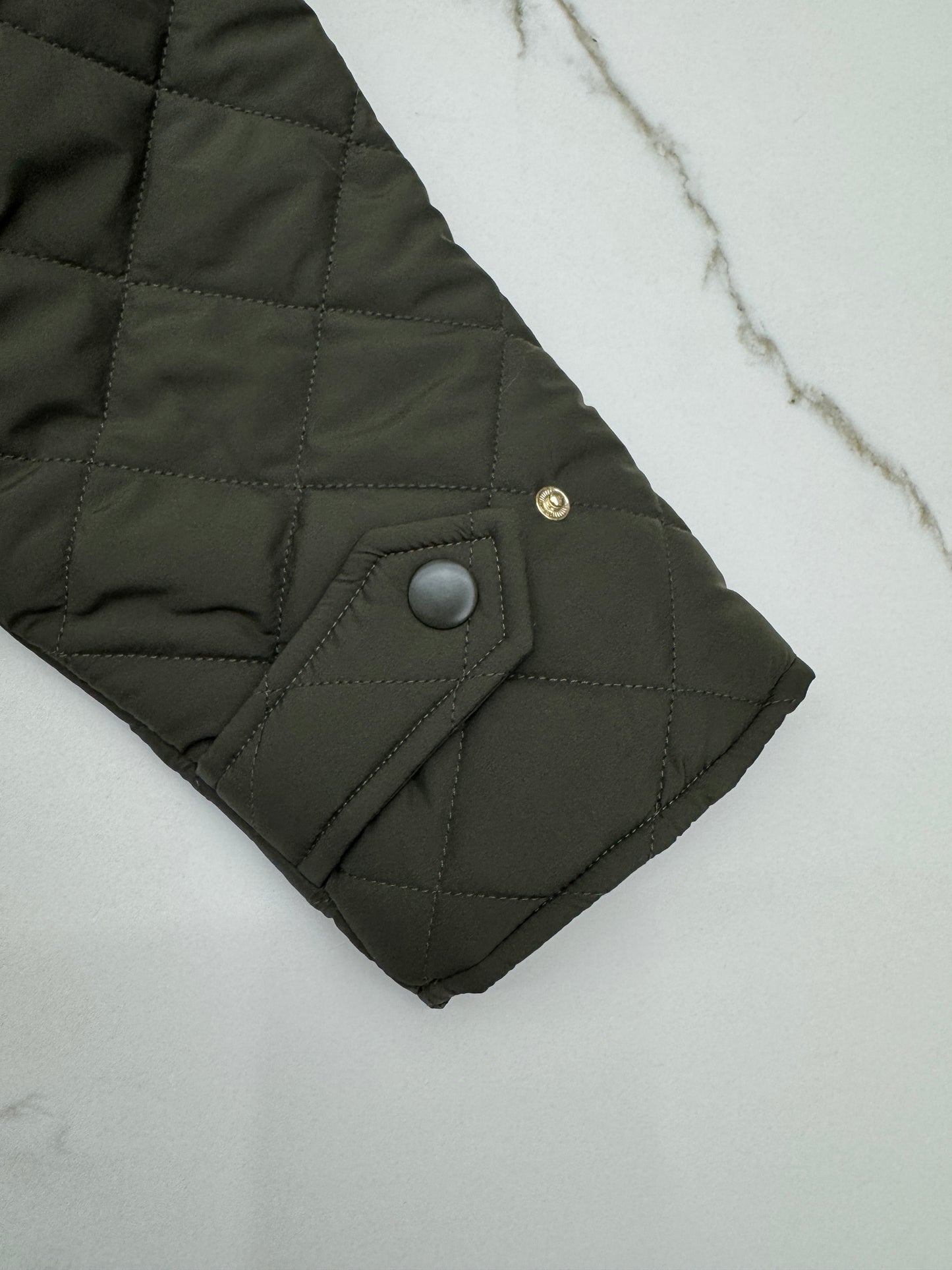 MIU MIU 麂皮領夾棉短外套 軍綠藍