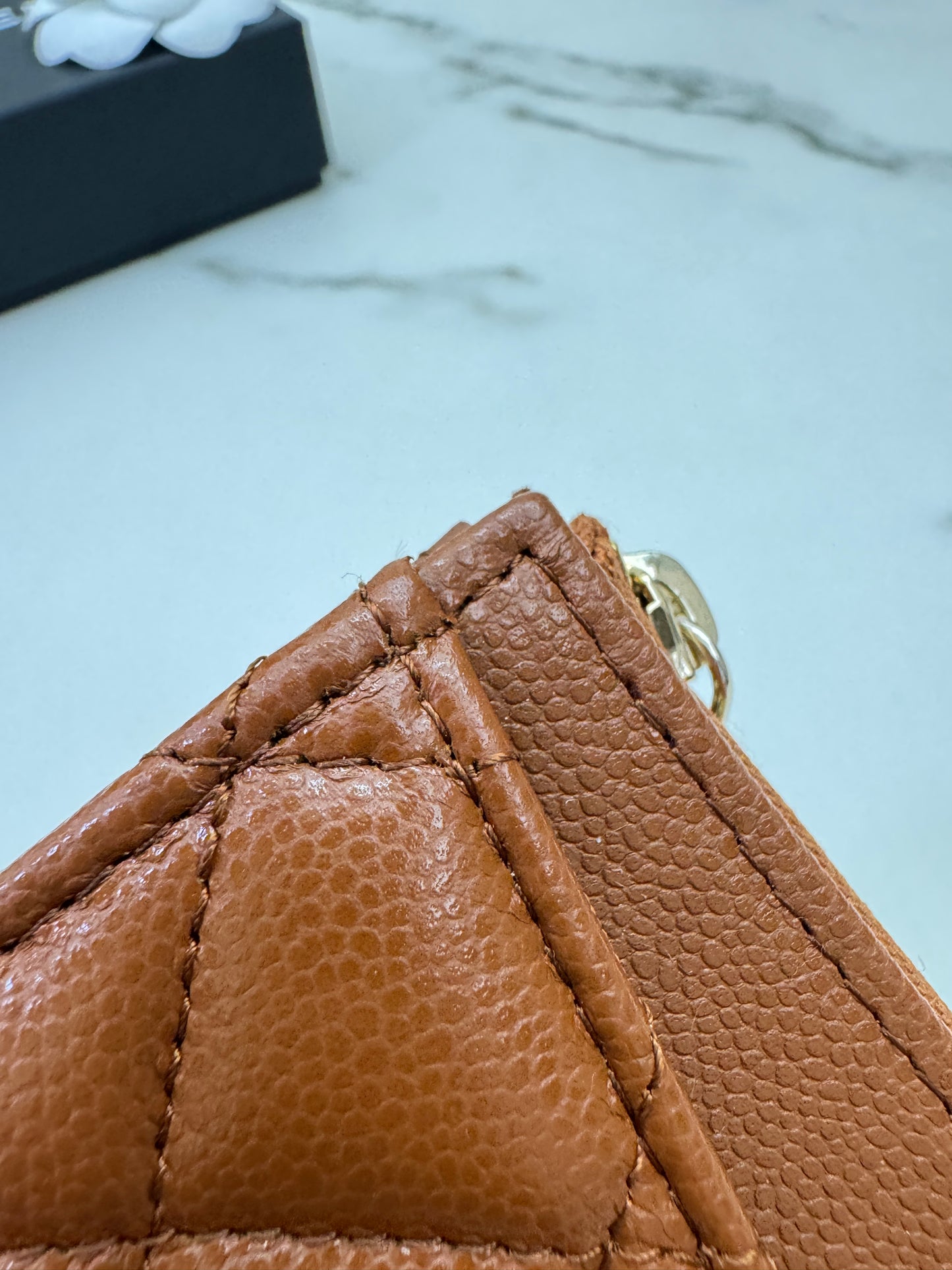 CHANEL L型拉鏈小錢包 焦糖棕