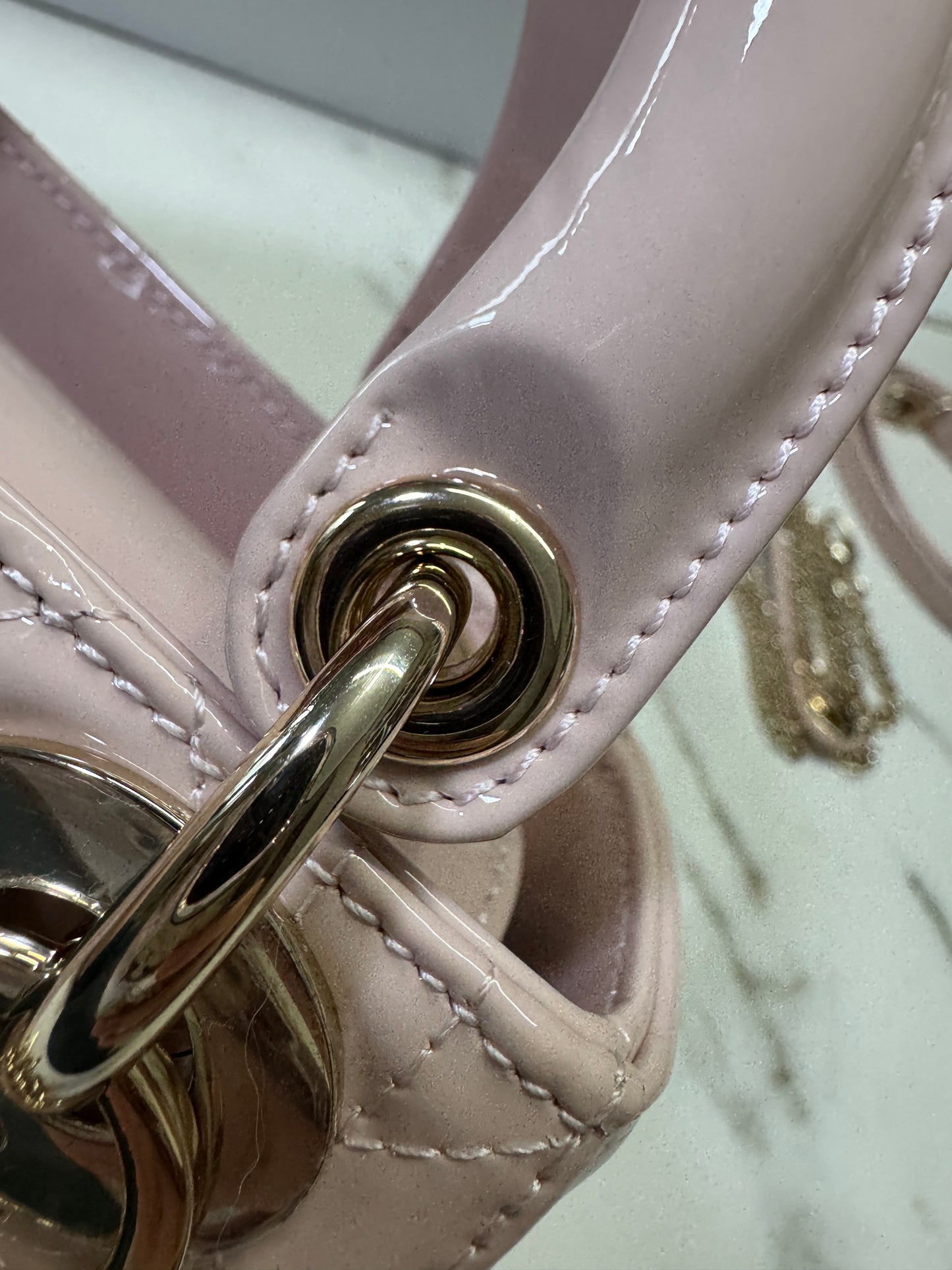 DIOR Lady Mini 三格 漆皮 淡粉 light Pink