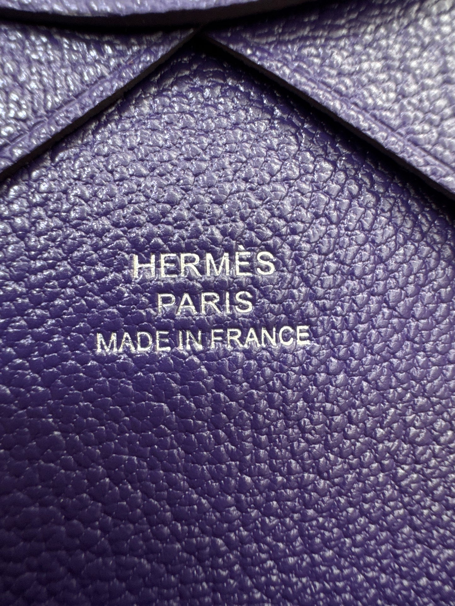 HERMES Calvi Duo X3絳紫色山羊皮