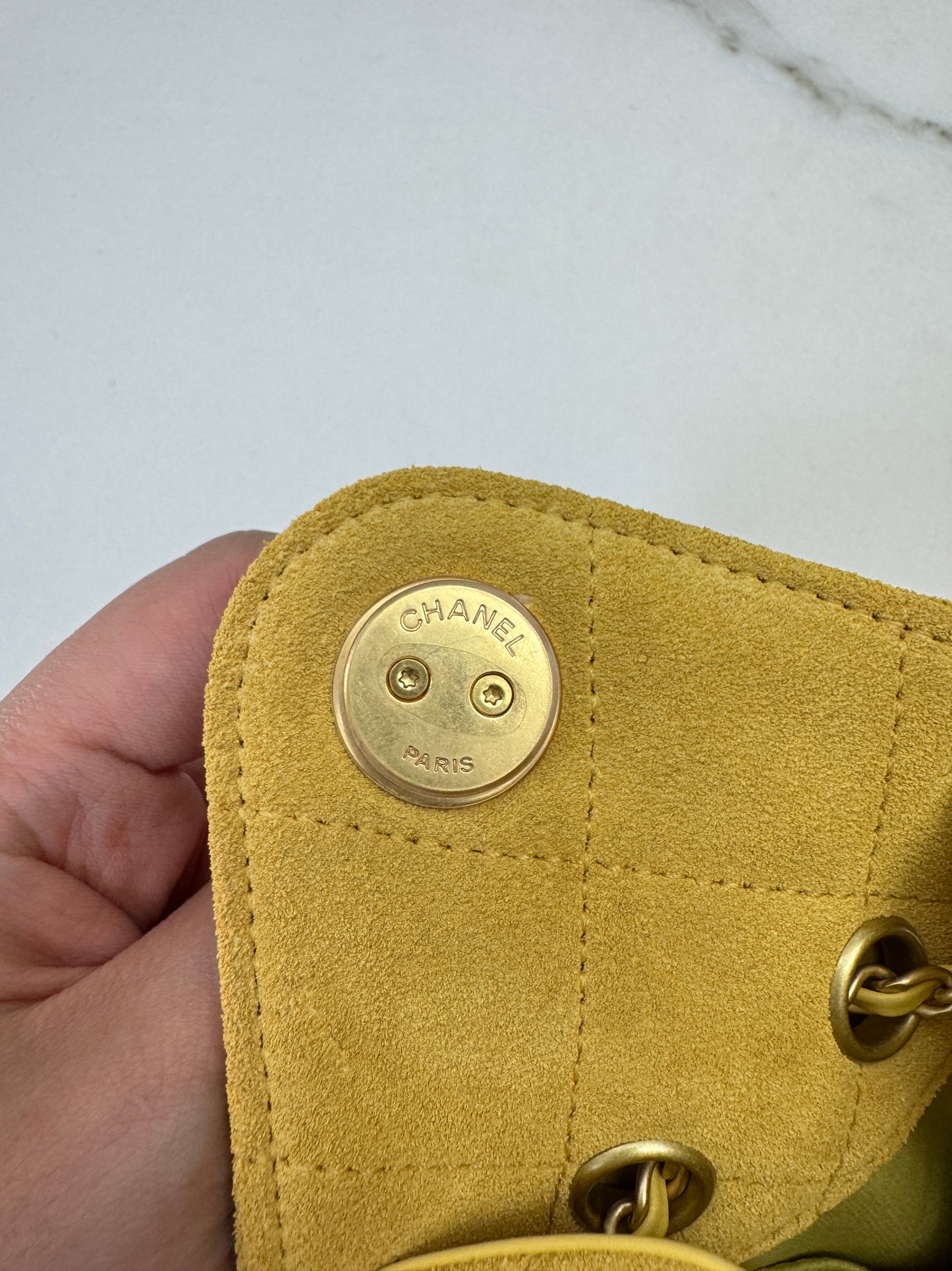 CHANEL Mini 25Bag 麂皮黃色
