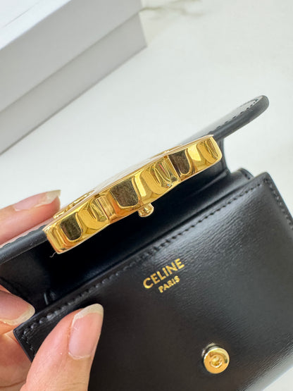 CELINE Wallet 凱旋門金扣Box皮