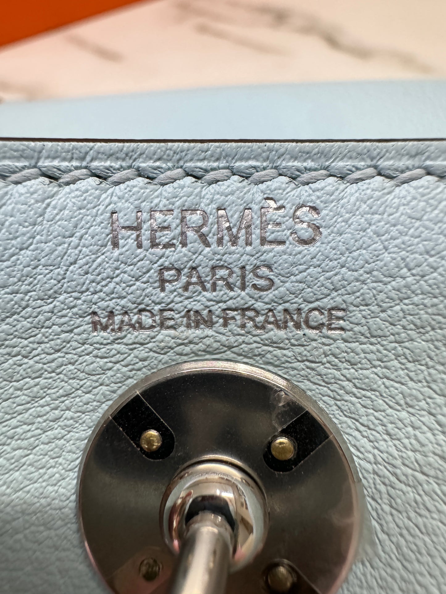 HERMES Mini Lindy 霧霾藍T0 銀扣 swift