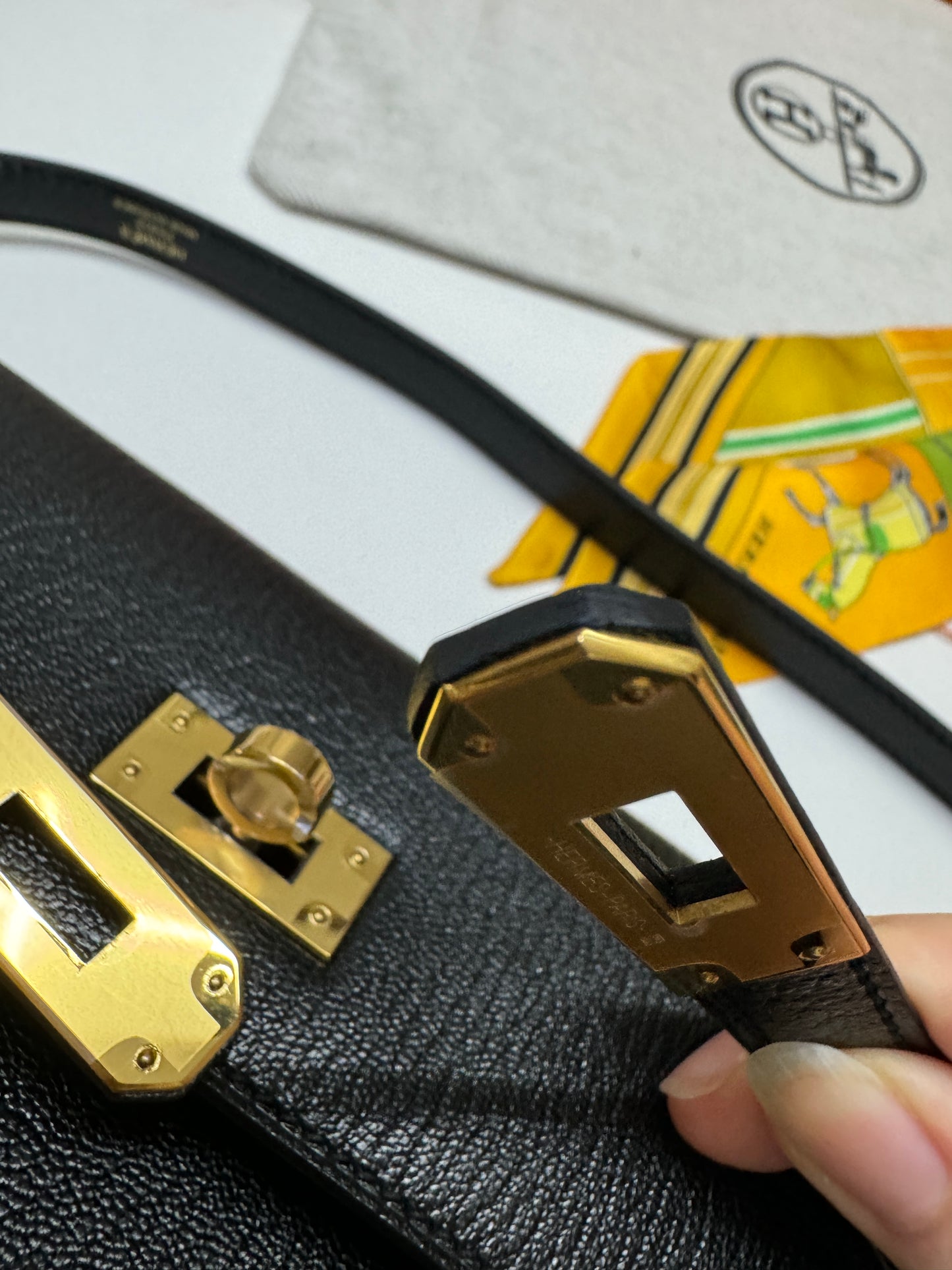 HERMES Kelly Elan 黑金 山羊皮 Mysore