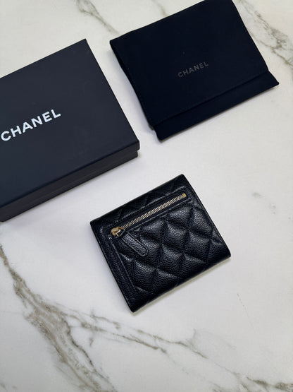 CHANEL CF三摺錢包 黑金牛