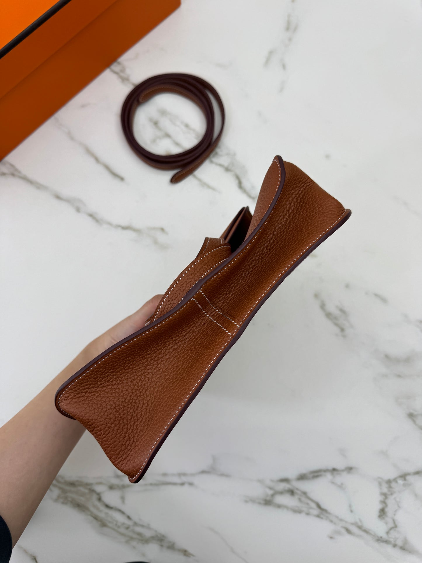 HERMES Halzan 25 金棕色金扣 TC Gold GHW