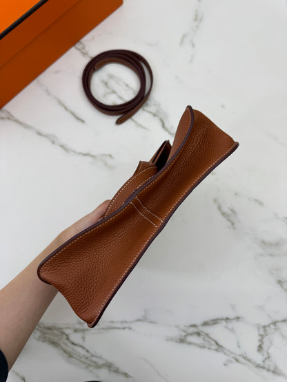 HERMES Halzan 25 金棕色金扣 TC Gold GHW