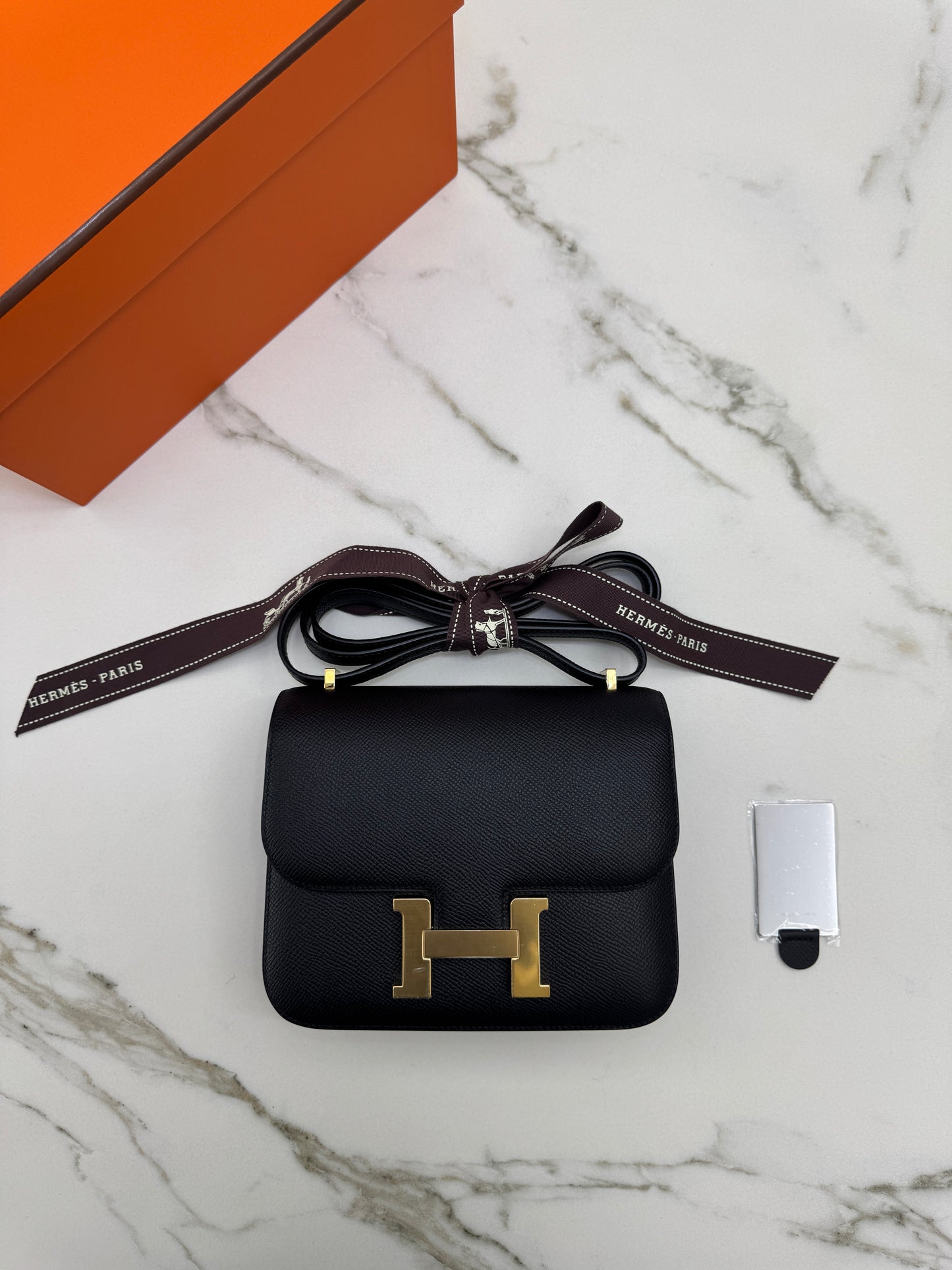 HERMES Mini Constance 黑金 Epsom Noir GHW 新鏡子版