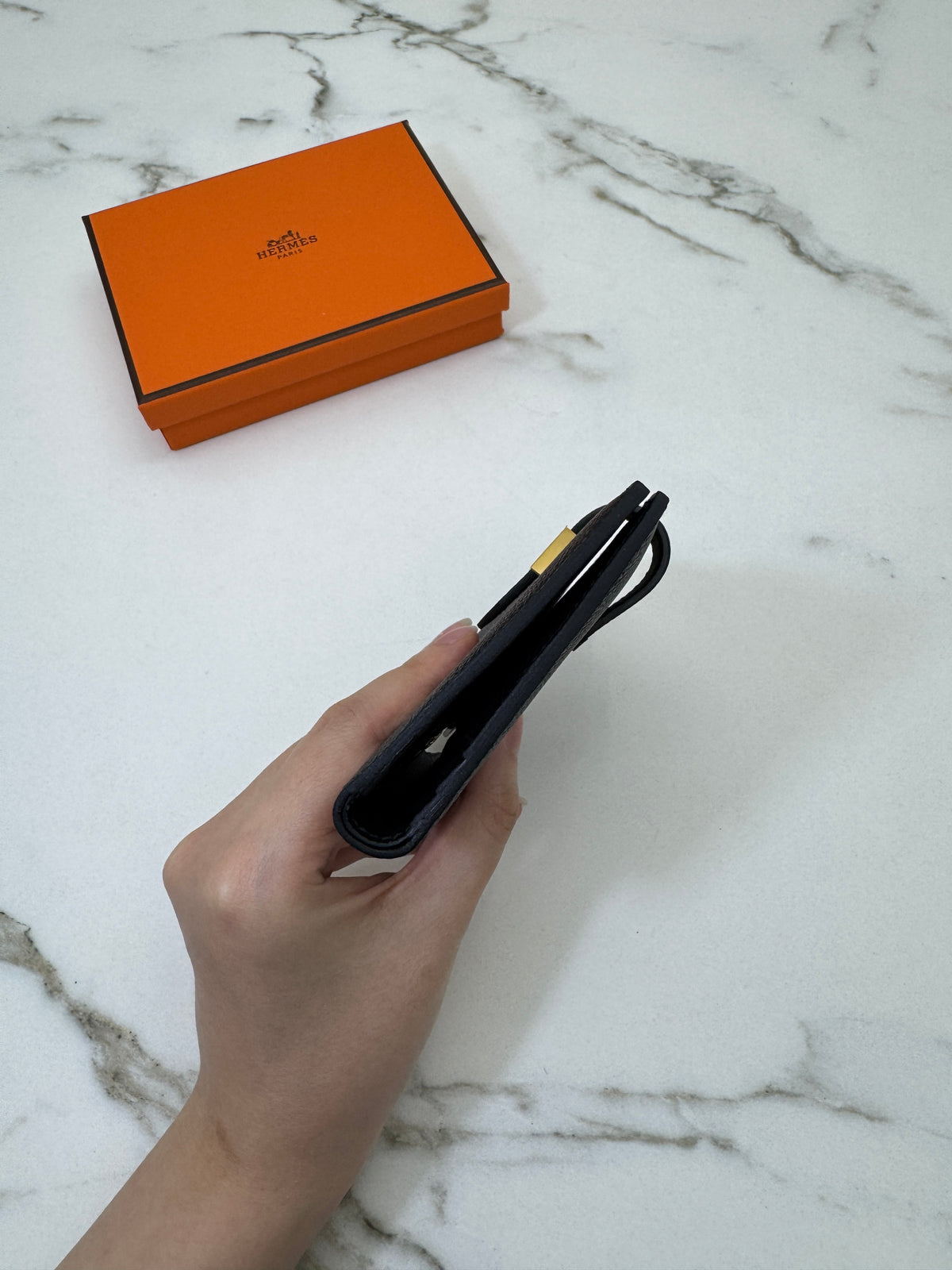 HERMES Bearn Compact Wallet 黑金 Epsom