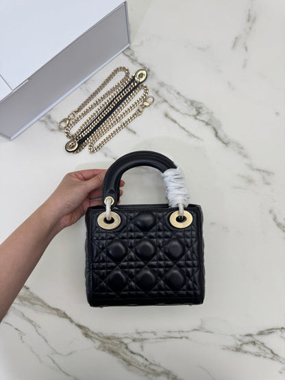 DIOR Mini Lady Dior 黑色羊皮