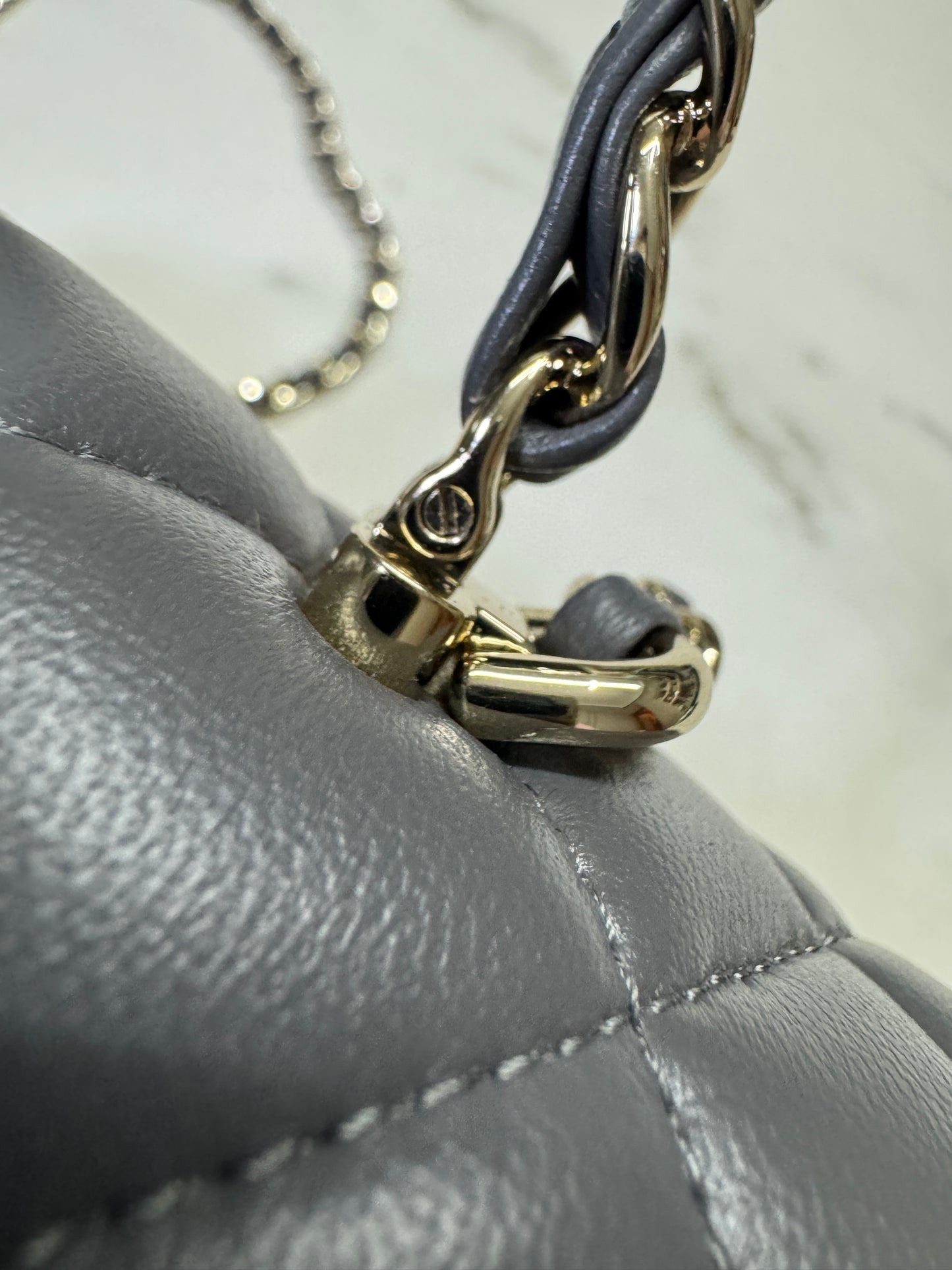CHANEL 23K Mini CF with Top Handle 手柄CF 深灰色羊皮