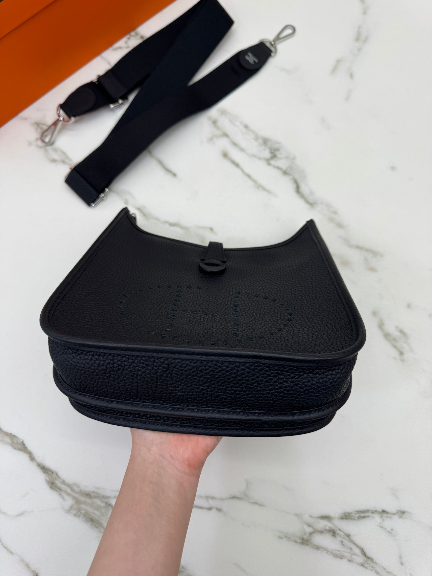 HERMES Evelyne23 黑銀 TC