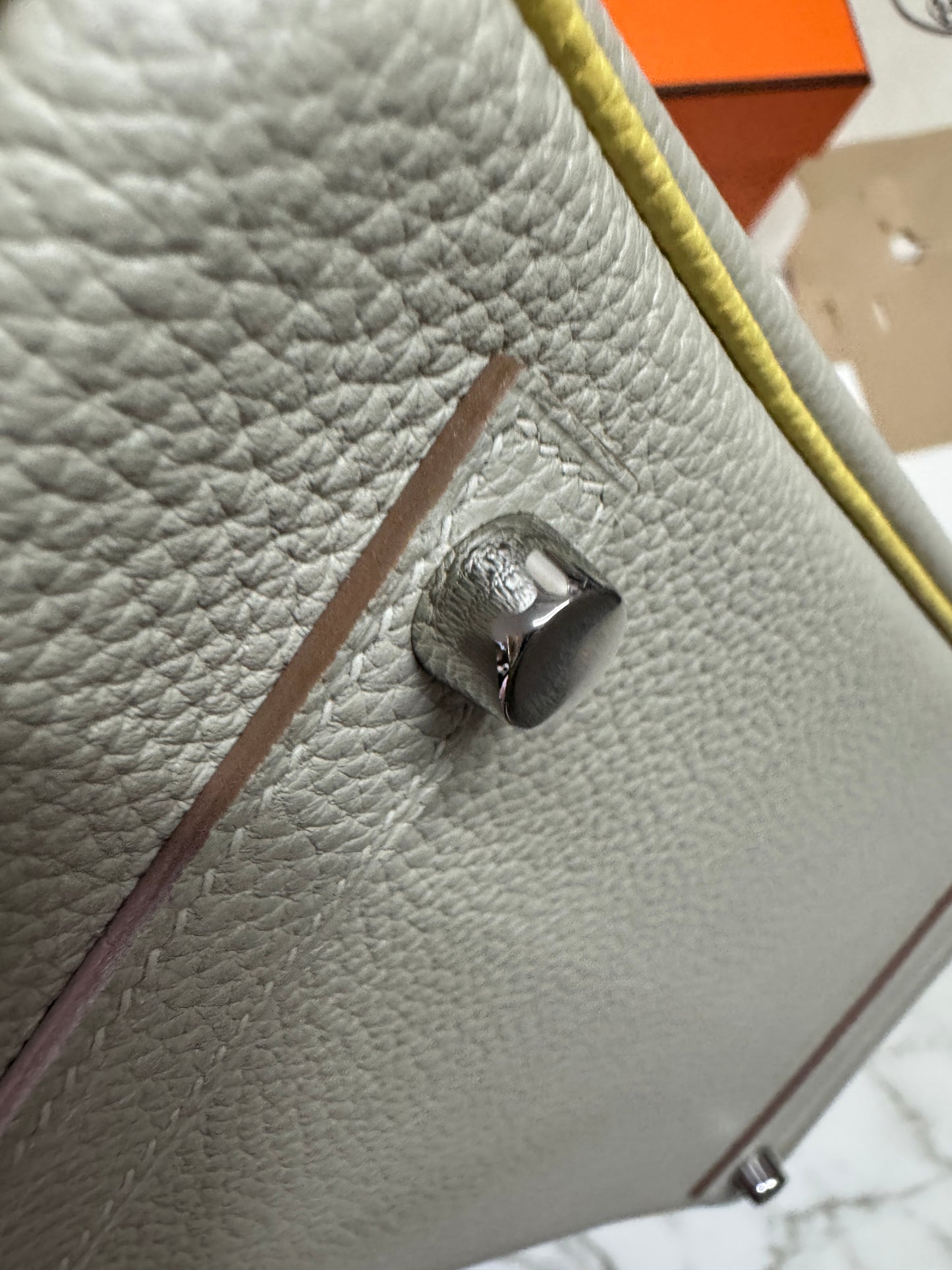 HERMES Birkin25 SO 珍珠灰拼小雞黃 Togo PHW
