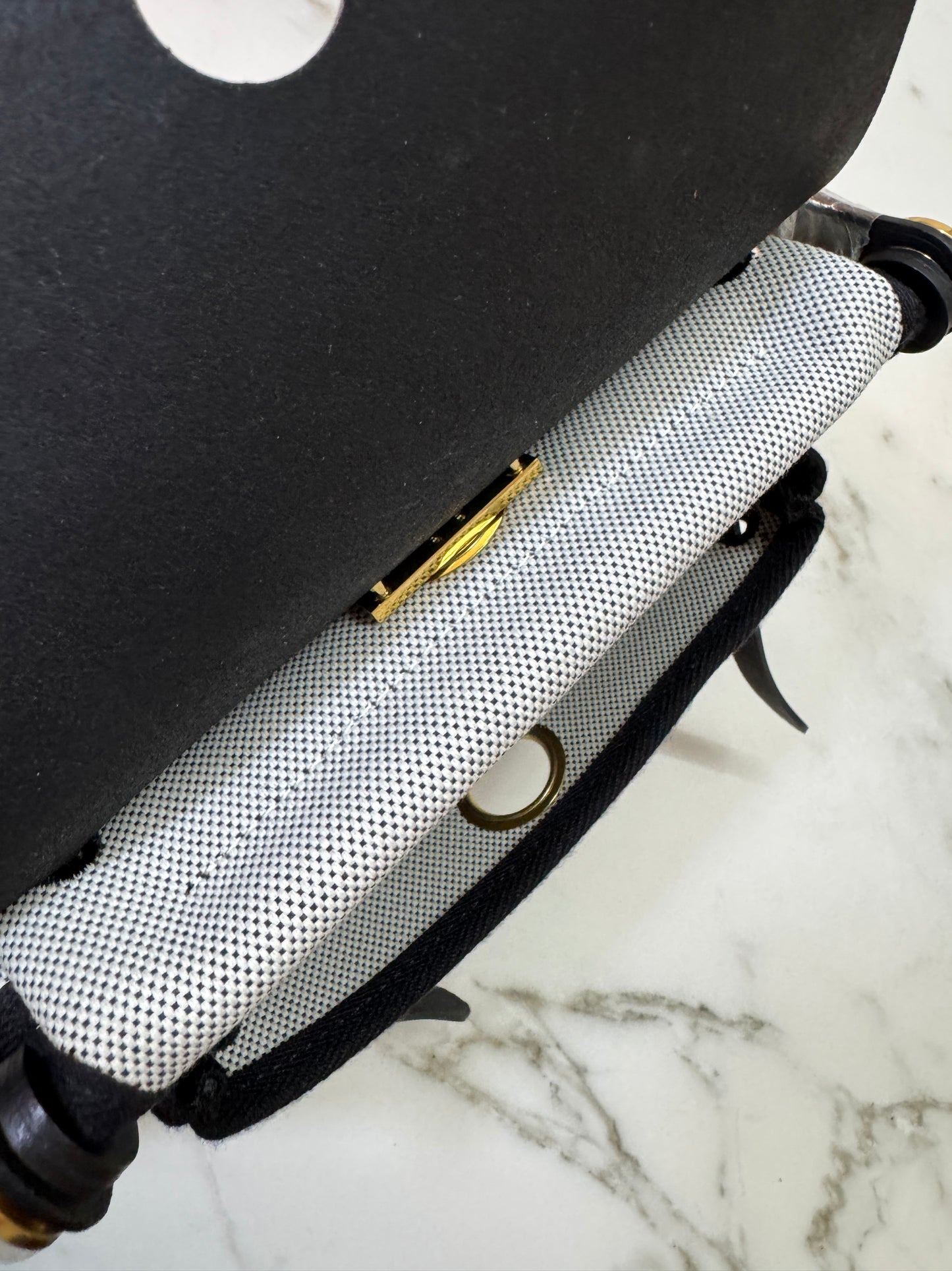 HERMES Mini Herbag 熊貓色 金扣 H Viking 帆布