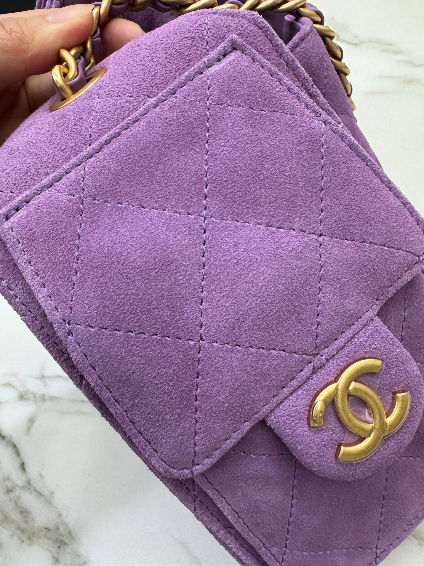 CHANEL Mini 25 Bag 紫色麂皮