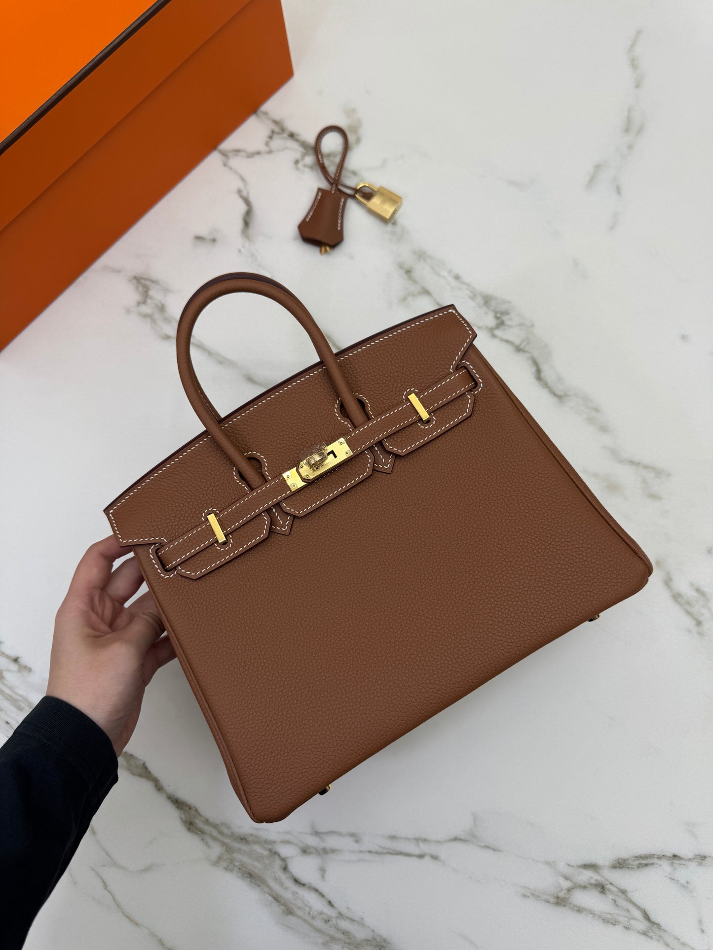 HERMES Birkin 25 金棕色金扣 Togo Gold GHW