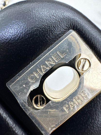 CHANEL Mini CF Handle 黑色羊皮淺金扣 Black Lambskin with GHE