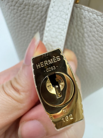 HERMES Picotin Lock 14 奶昔白金扣 TC Craie GHW