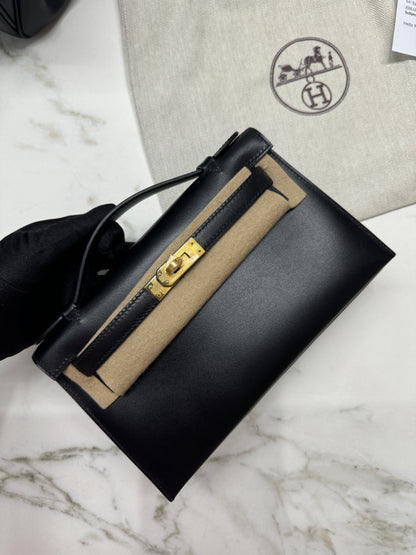 HERMES Mini Kelly 一代 黑金box皮 Kelly Pochette