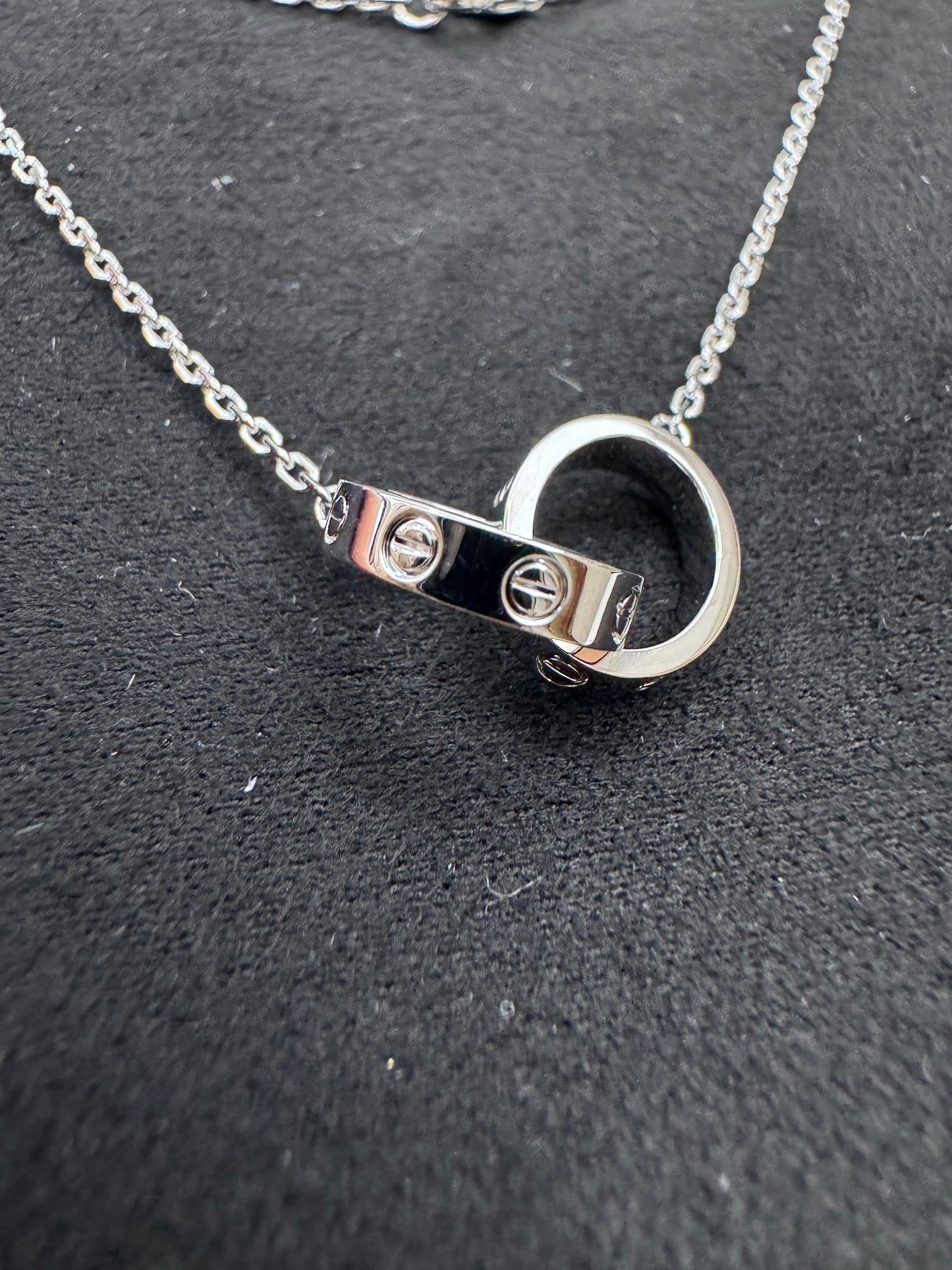CARTIER Love雙環項鏈 白金色