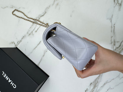 CHANEL Mini CF20 金球 淺灰色