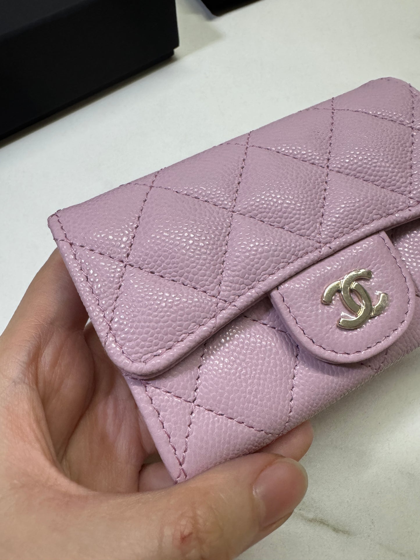 CHANEL 24A粉紫 新版拉鏈 CF Cardholder