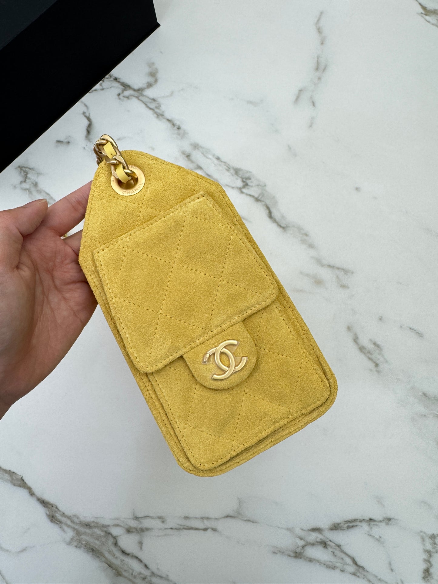 CHANEL Mini 25Bag 麂皮黃色