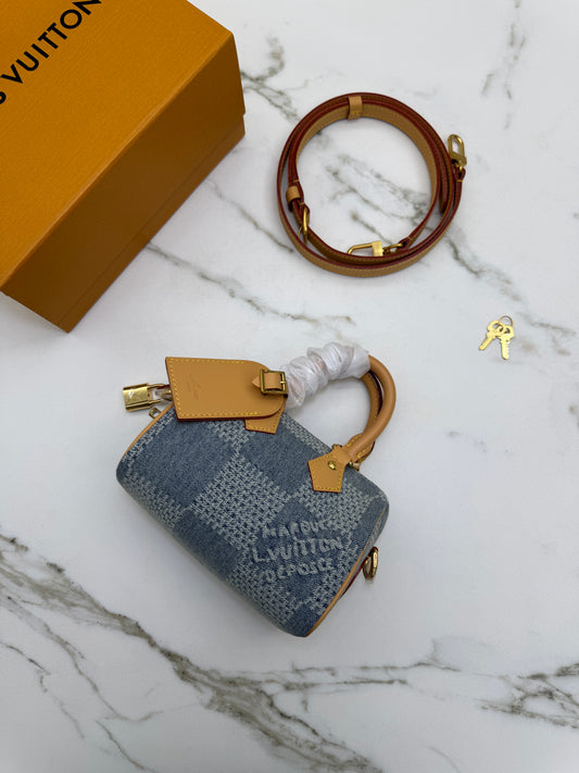 LV Nano Speedy 棋盤格牛仔