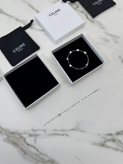 CELINE 凱旋門五花Logo手鏈 銀色