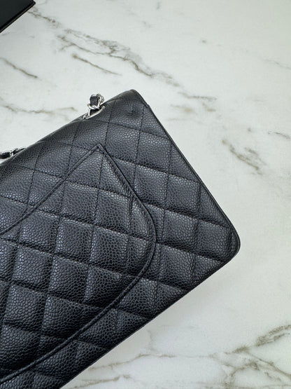 CHANEL CF25 Medium 黑銀牛