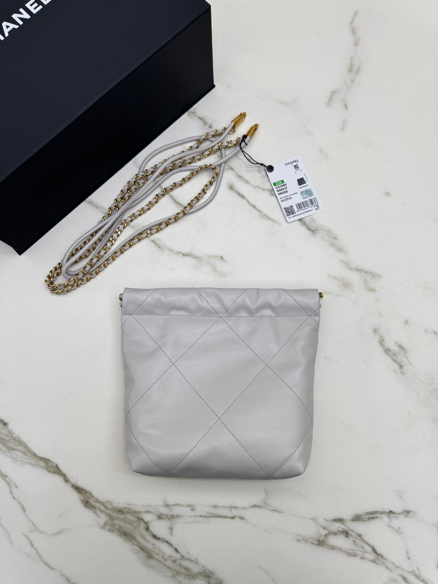 CHANEL Mini 22 Bag 25P淺灰色 新版磁吸扣