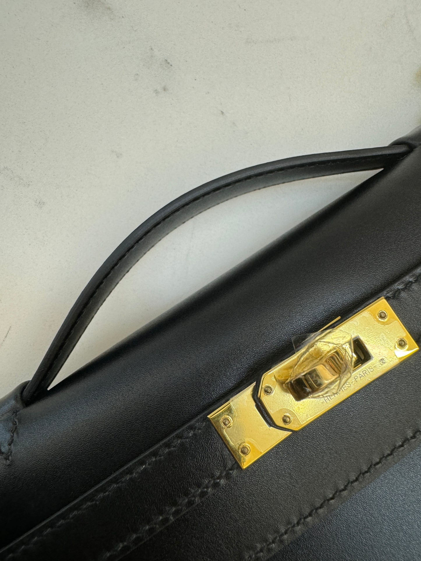 HERMES Mini Kelly I 黑金 Box皮 Kelly Pochette