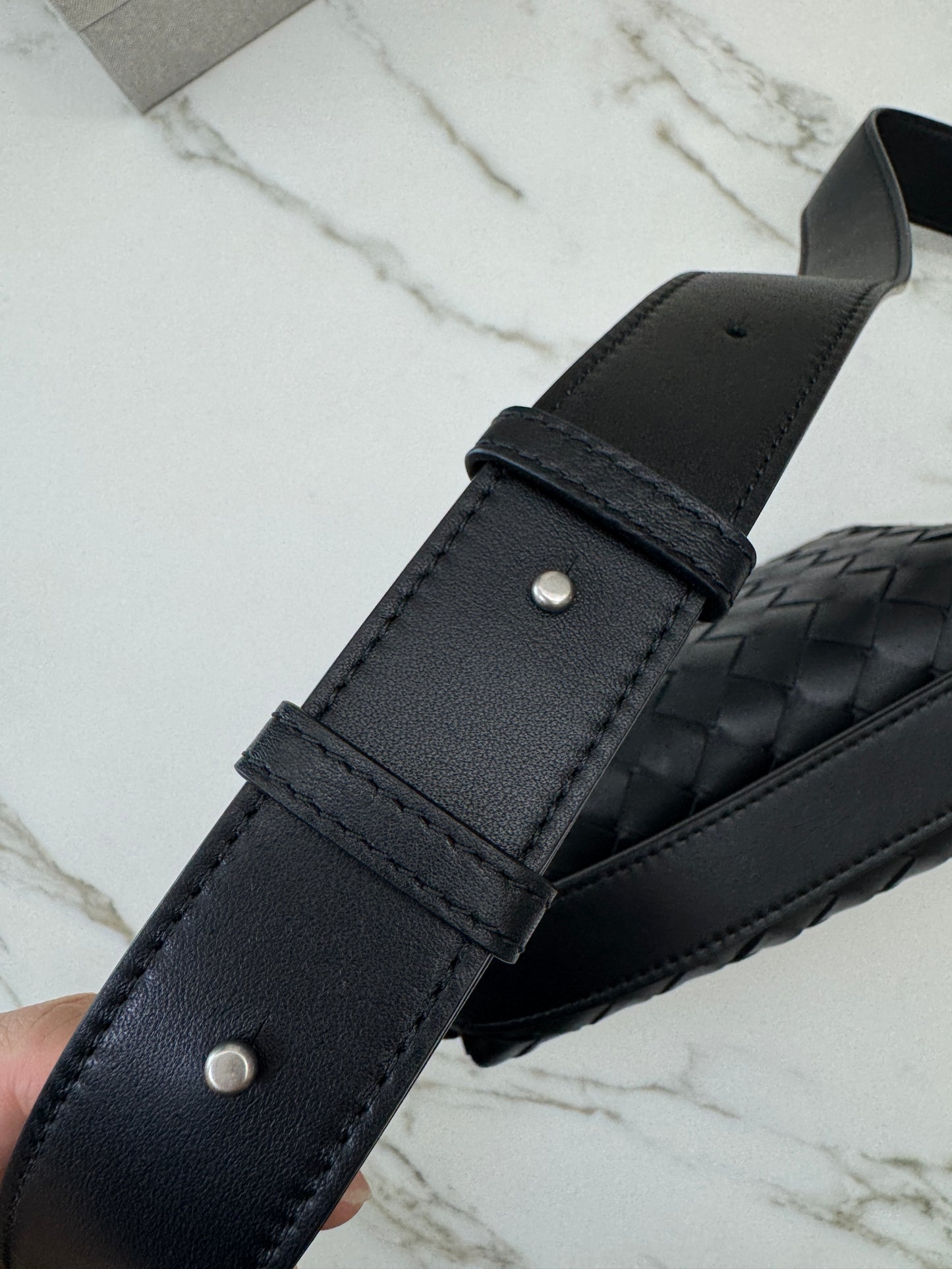 BV Intrecciato Mini Bag with Flap Black