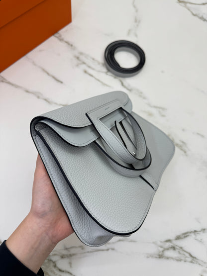HERMES Halzan 25 聖杯藍銀扣 Bleu Pale
