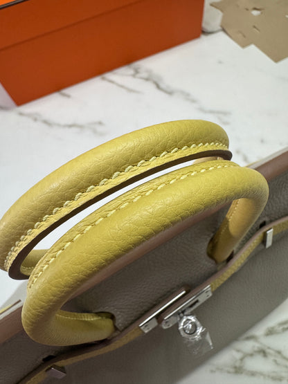 HERMES Birkin25 SO 珍珠灰拼小雞黃 Togo PHW