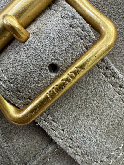 PRADA 卡其色麂皮中筒靴