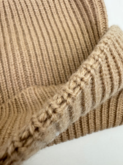CHANEL 25B 針織羊絨帽 奶茶色